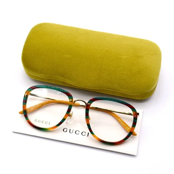 NEW GUCCI GG0675o 004 STRIPE HAVANA AUTHENTIC EYEGLASSES FRAME - Picture 9 of 13